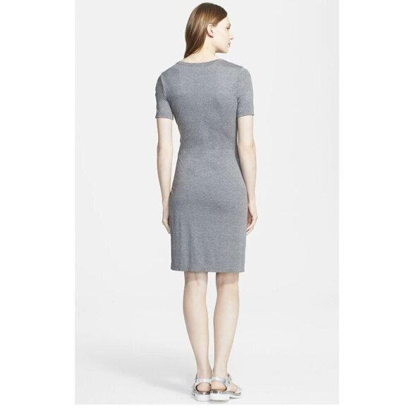 NEW A.L.C. Short Sleeve Gray Amy Side Draped Jersey Shift Dress Size Medium - Picture 2 of 7